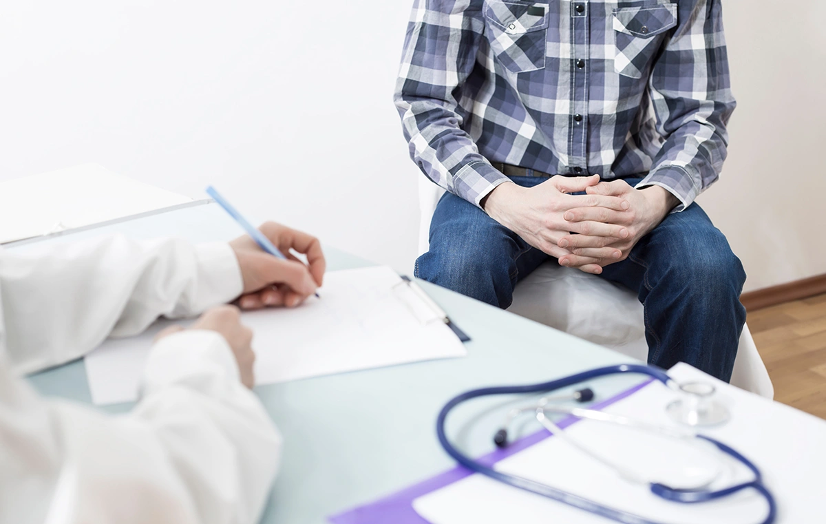 A patient visiting a men’s health clinic for an STI screening