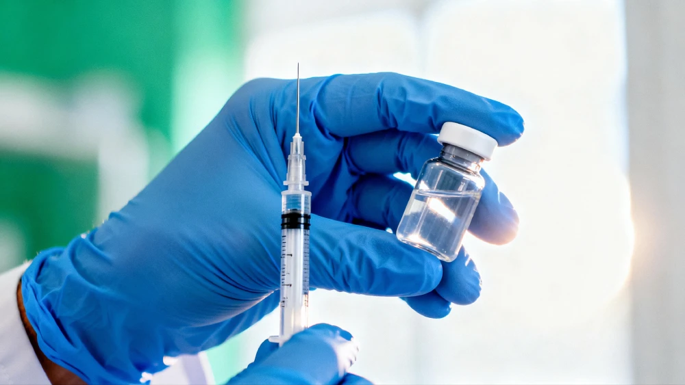 A doctor holding a needle for a weight loss injection procedure.